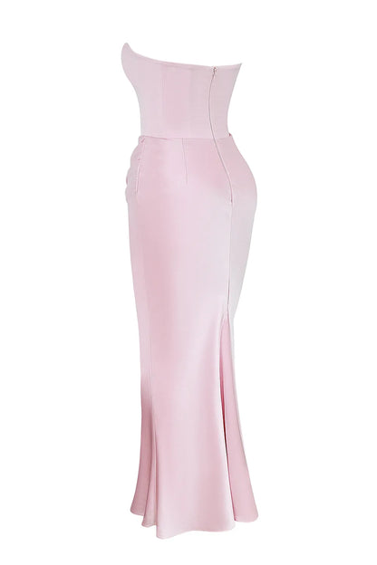 Persephone Rose Shadow Strapless Corset Maxi Dress