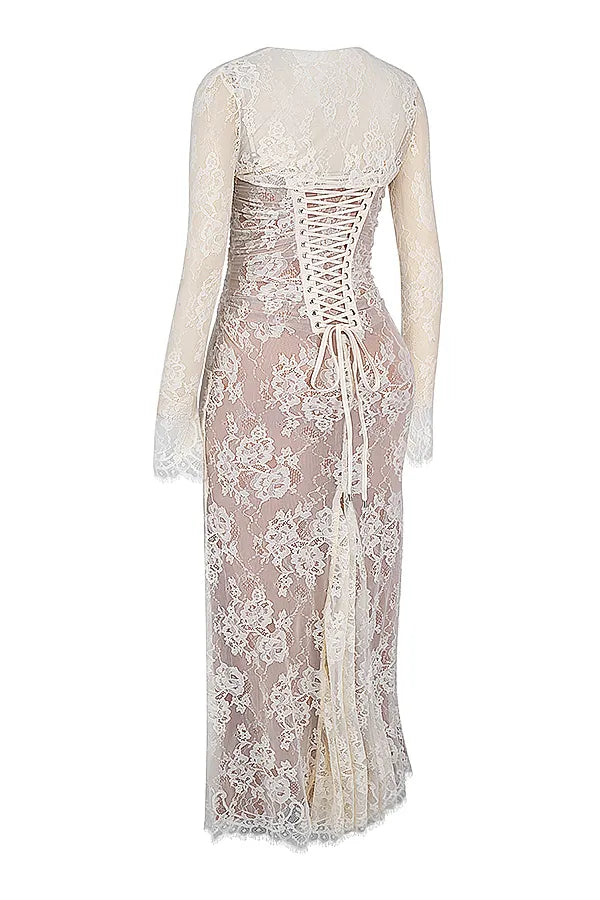 Artemis Vintage Cream Lace Maxi Dress