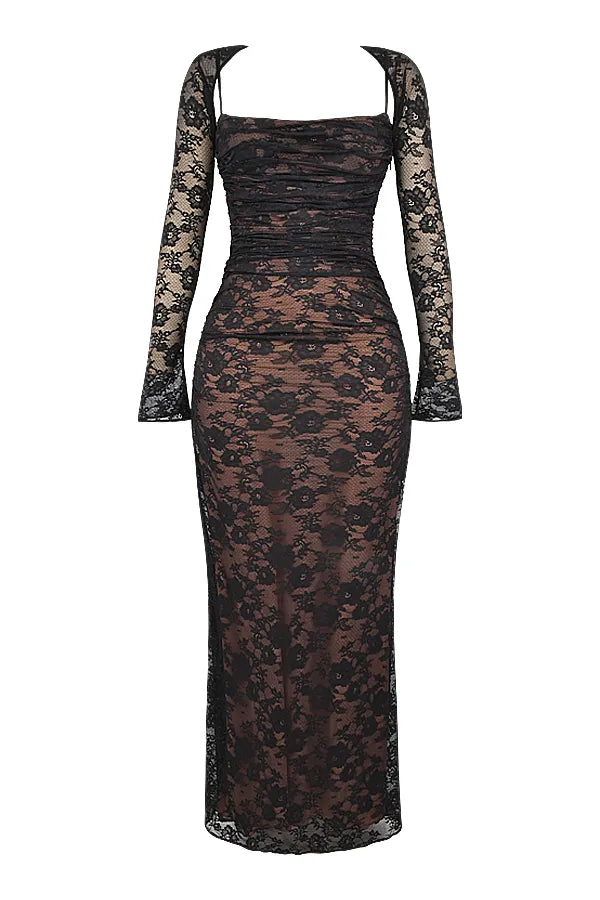 Artemis Black Lace Maxi Dress