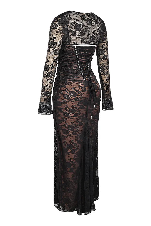 Artemis Black Lace Maxi Dress