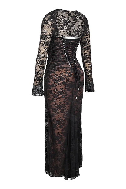 Artemis Black Lace Maxi Dress