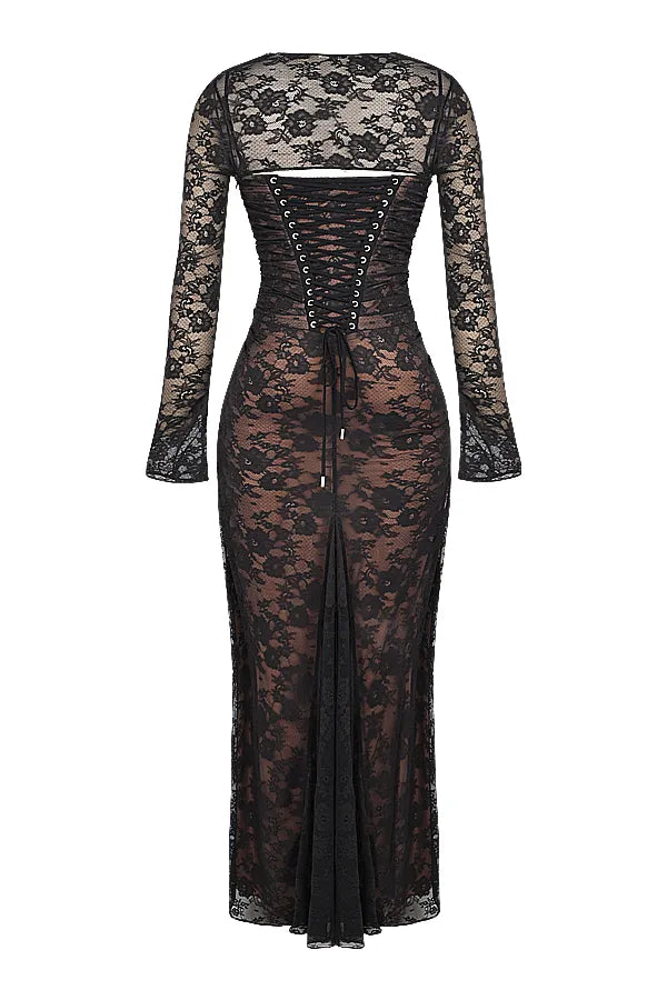 Artemis Black Lace Maxi Dress