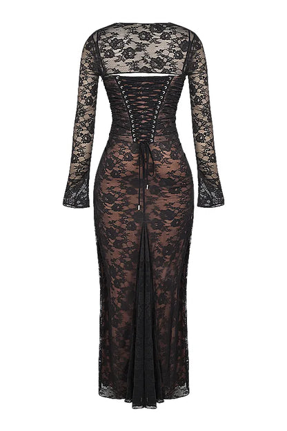 Artemis Black Lace Maxi Dress