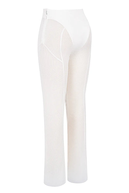 Avalon White Mesh High Waist Trousers