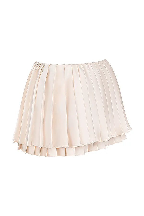 Emira Ivory Pleated Mini Skirt