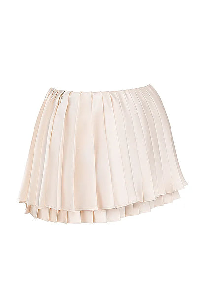 Emira Ivory Pleated Mini Skirt