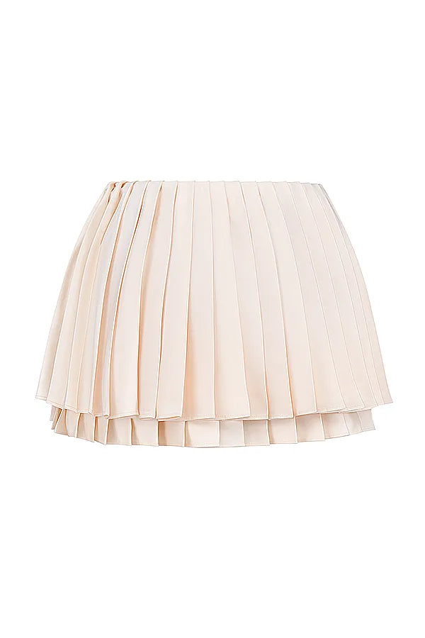 Emira Ivory Pleated Mini Skirt