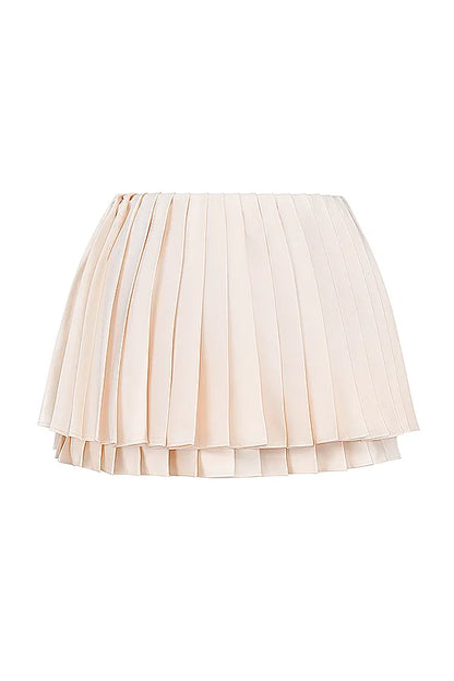 Emira Ivory Pleated Mini Skirt