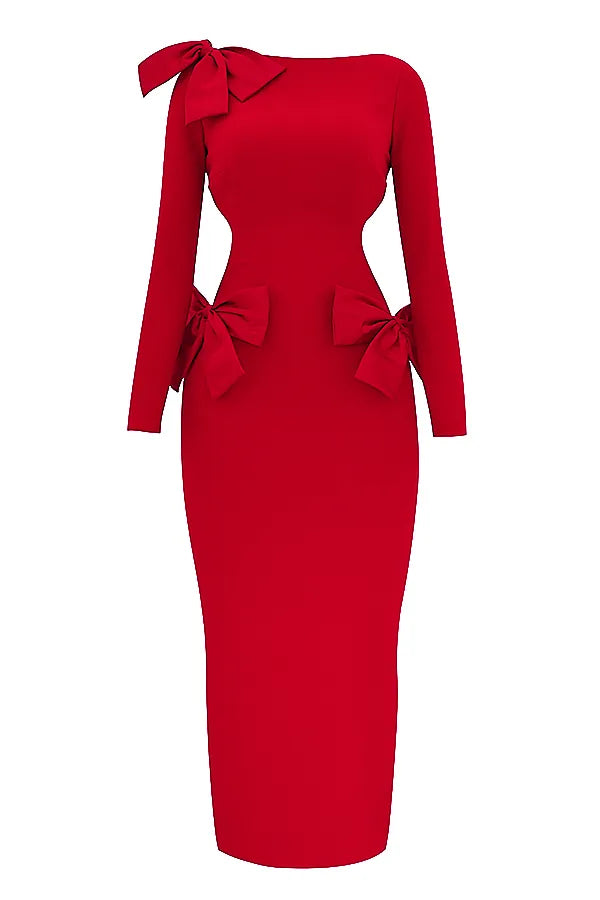Lavele Red Bow Maxi Dress