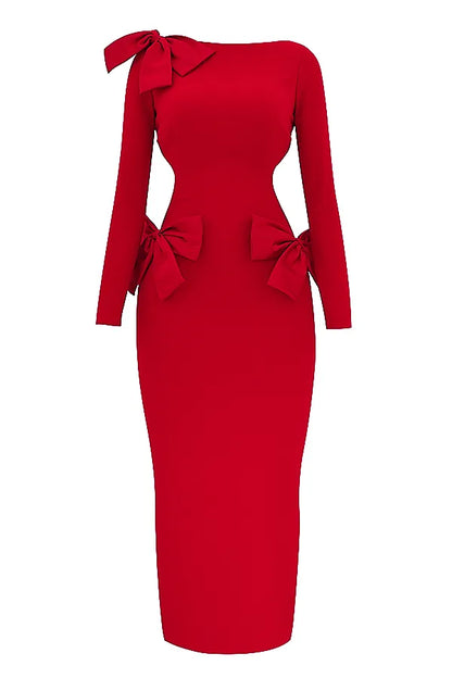Lavele Red Bow Maxi Dress