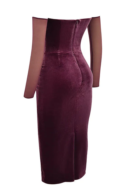 Leora Mulberry Strapless Midi Dress
