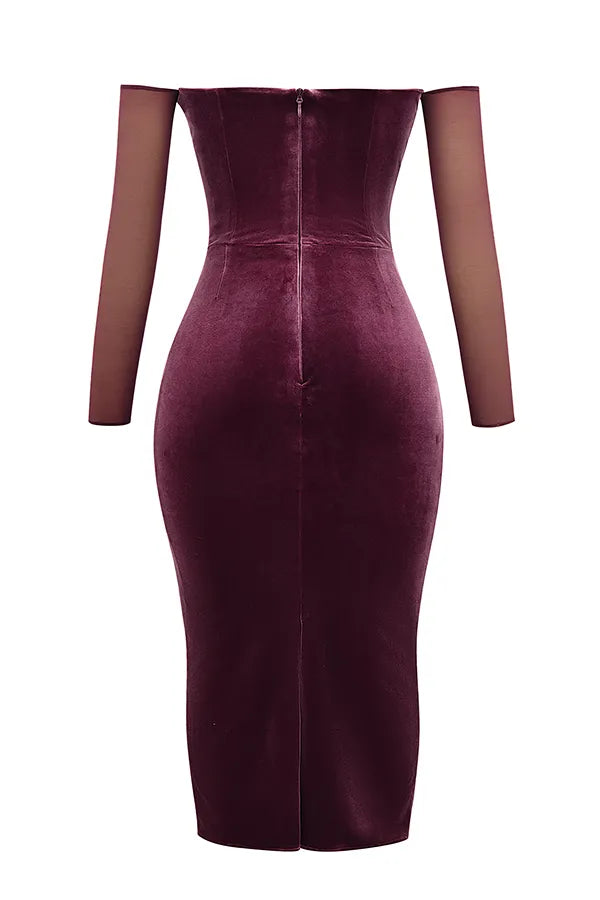 Leora Mulberry Strapless Midi Dress