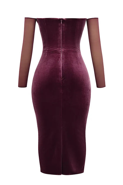 Leora Mulberry Strapless Midi Dress