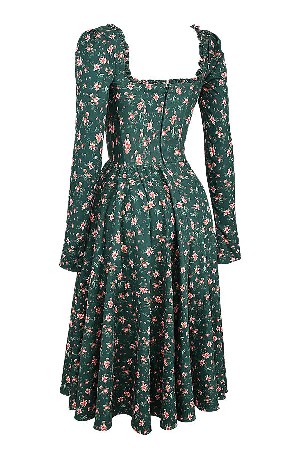 Delia Green Floral Print Midi Dress