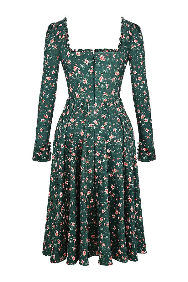 Delia Green Floral Print Midi Dress