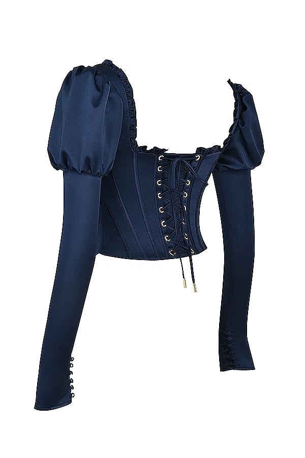 Dana Navy Puff Sleeve Corset