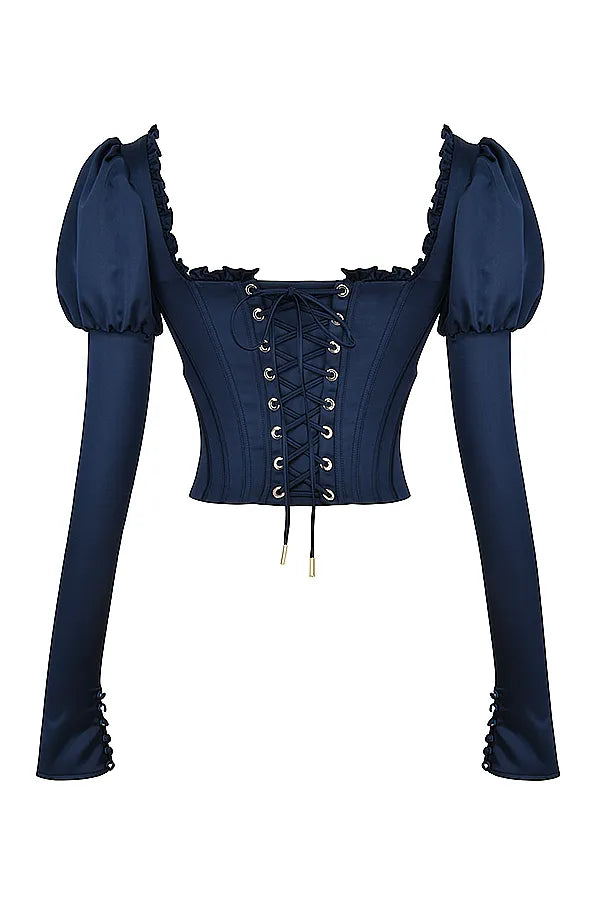 Dana Navy Puff Sleeve Corset
