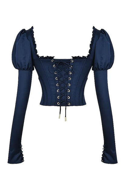 Dana Navy Puff Sleeve Corset