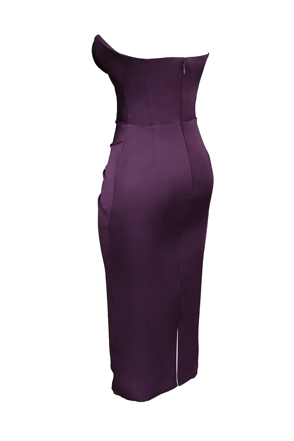 Santana Grape Satin Strapless Midi Dress