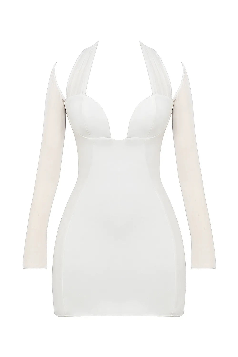 Holly White Plunge Mini Dress