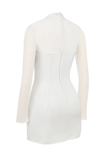 Holly White Plunge Mini Dress