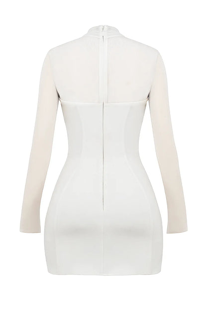 Holly White Plunge Mini Dress