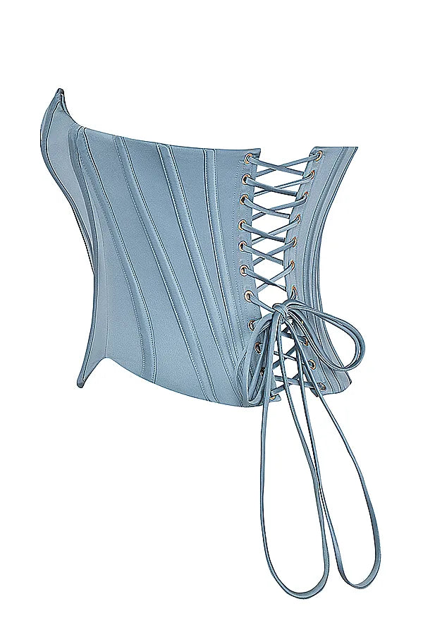 Nastassia Cool Blue Embellished Satin Corset