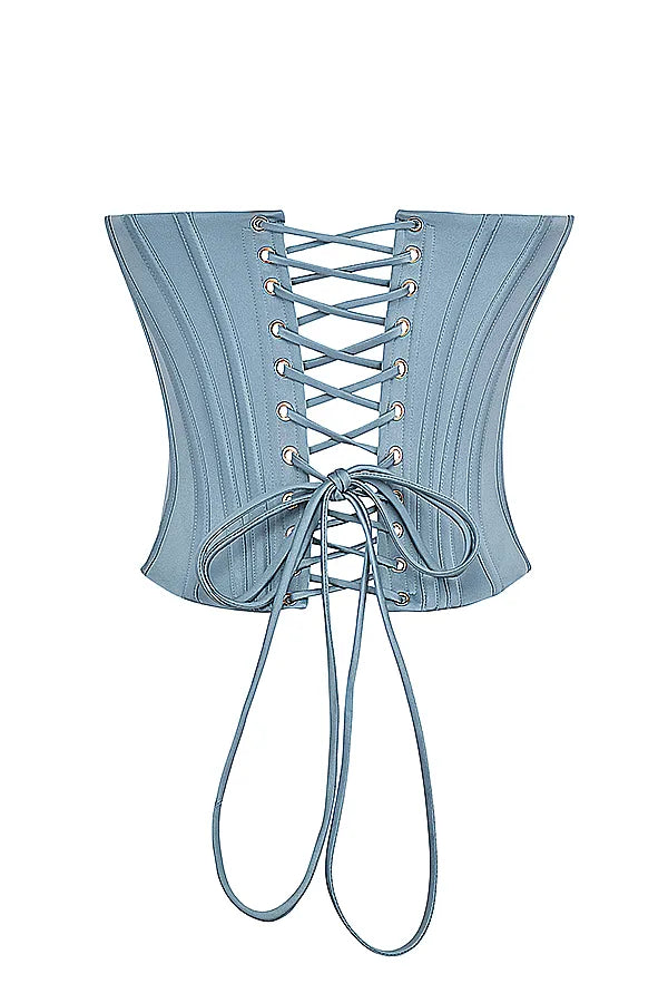 Nastassia Cool Blue Embellished Satin Corset