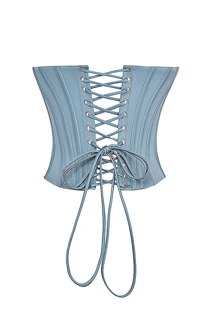 Nastassia Cool Blue Embellished Satin Corset