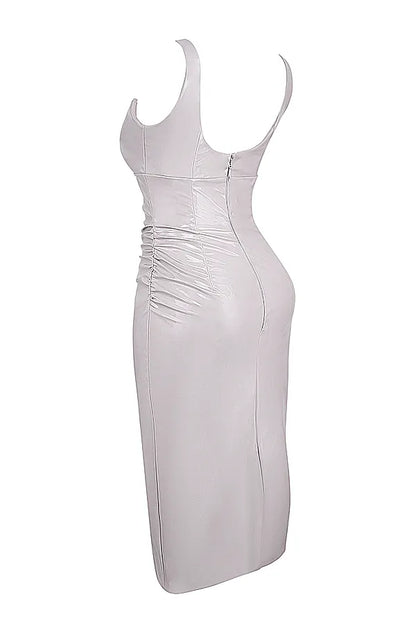 Madeleine Violet Ice Vinyl Midi Dress