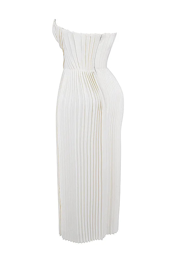 Amorata Ivory Pleated Maxi Dress