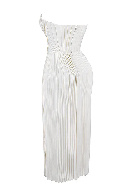 Amorata Ivory Pleated Maxi Dress