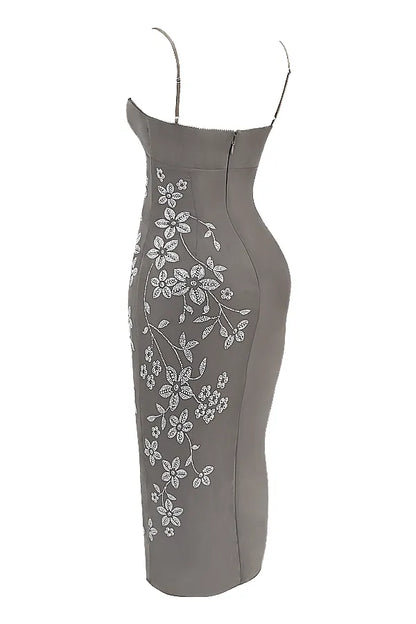 Blanca Smoke Crystal Embellished Midi Dress