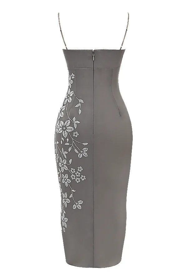 Blanca Smoke Crystal Embellished Midi Dress