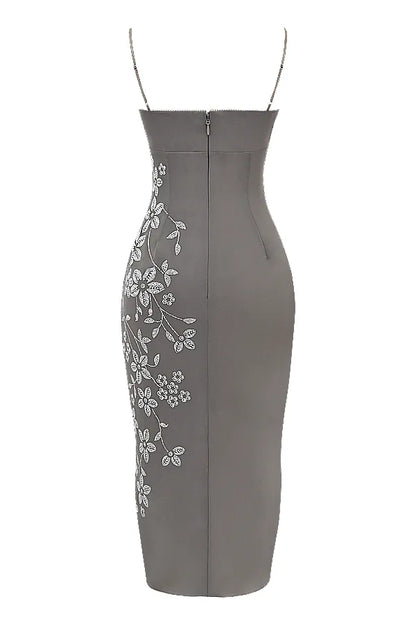 Blanca Smoke Crystal Embellished Midi Dress