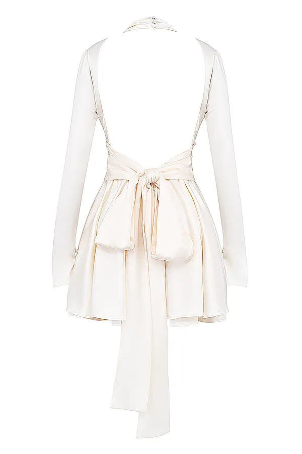 Aryana Ivory Bow Mini Dress