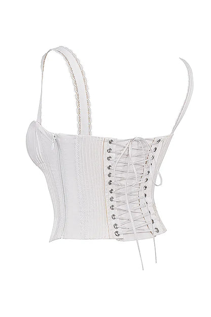 Gini White Lace Back Corset