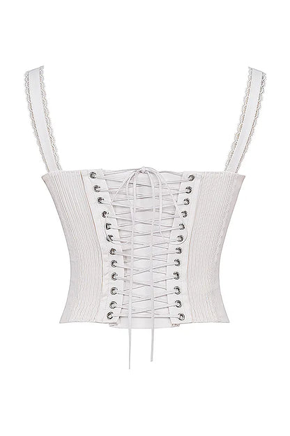 Gini White Lace Back Corset