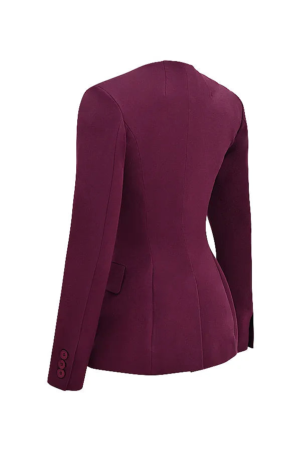 Theodora Wine Deep V Blazer