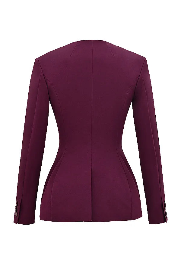 Theodora Wine Deep V Blazer