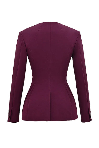 Theodora Wine Deep V Blazer