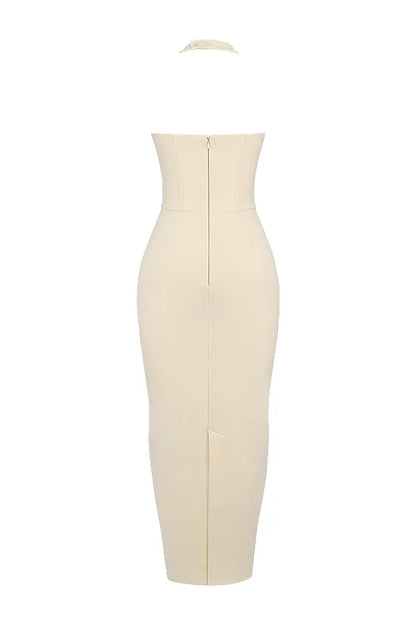 Mia Ecru Halter Maxi Dress