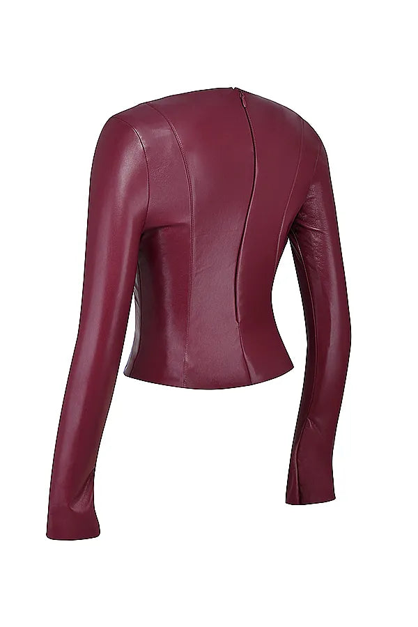 Mylah Wine Vegan Leather Top