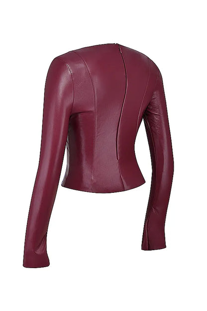 Mylah Wine Vegan Leather Top