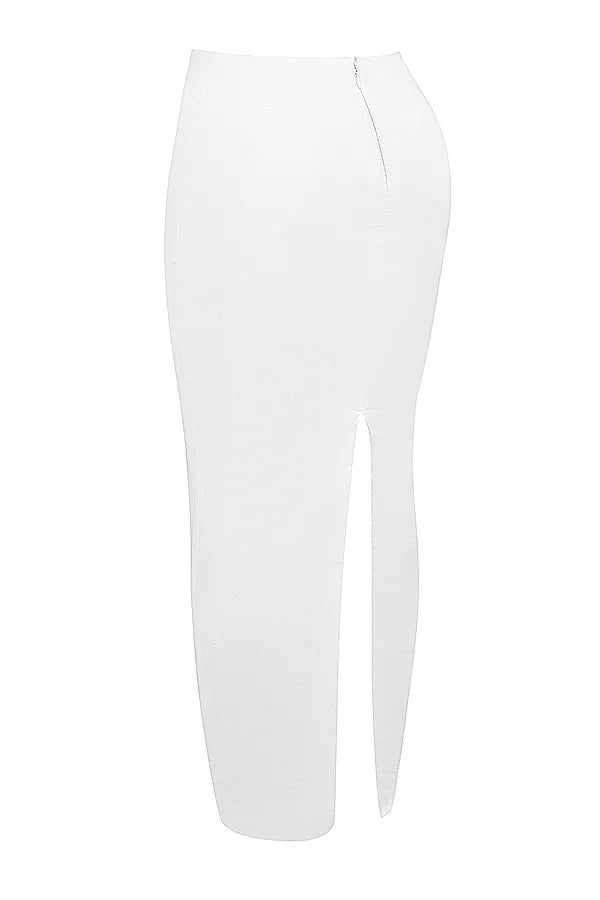 Eden White Cotton Twill Maxi Skirt