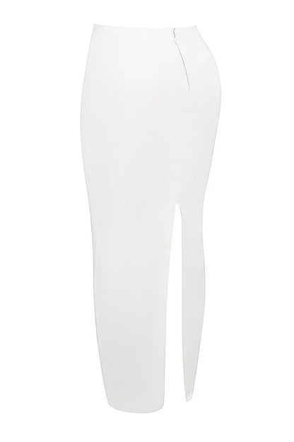 Eden White Cotton Twill Maxi Skirt