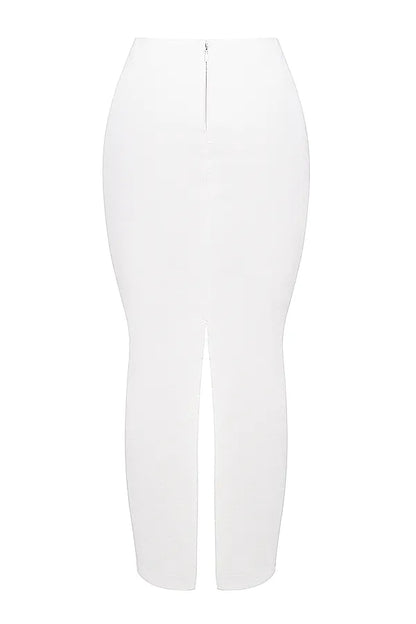 Eden White Cotton Twill Maxi Skirt