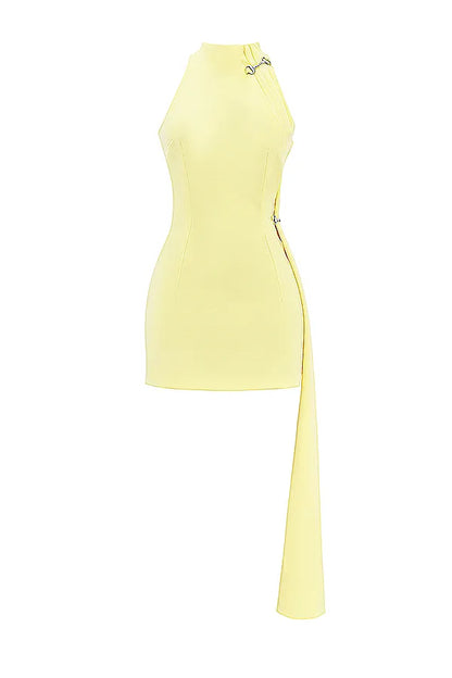 Marla Lemon Halter Mini Dress