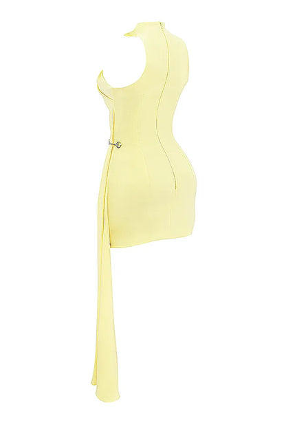 Marla Lemon Halter Mini Dress