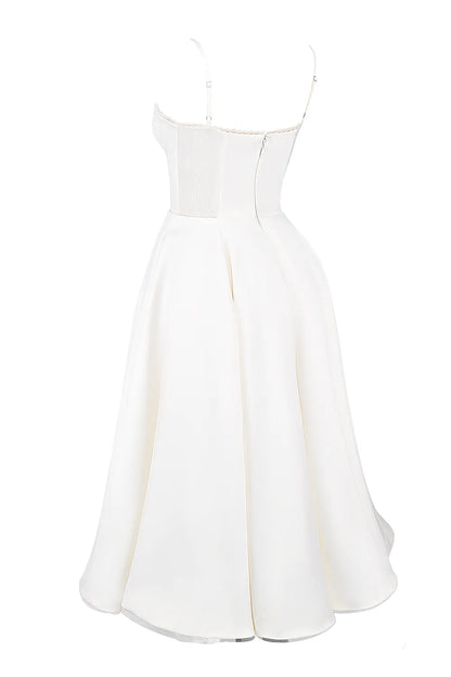 Mademoiselle White Tulle Midi Dress